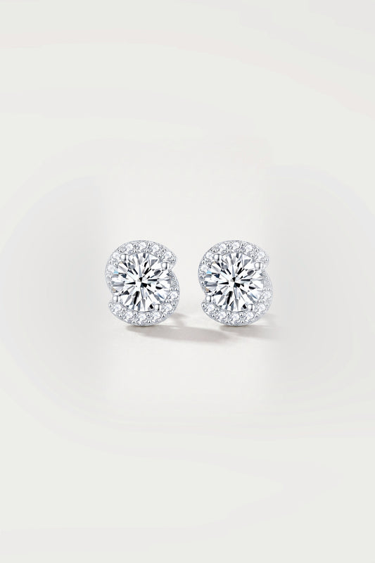 Round Halo Pavé Stud Earrings