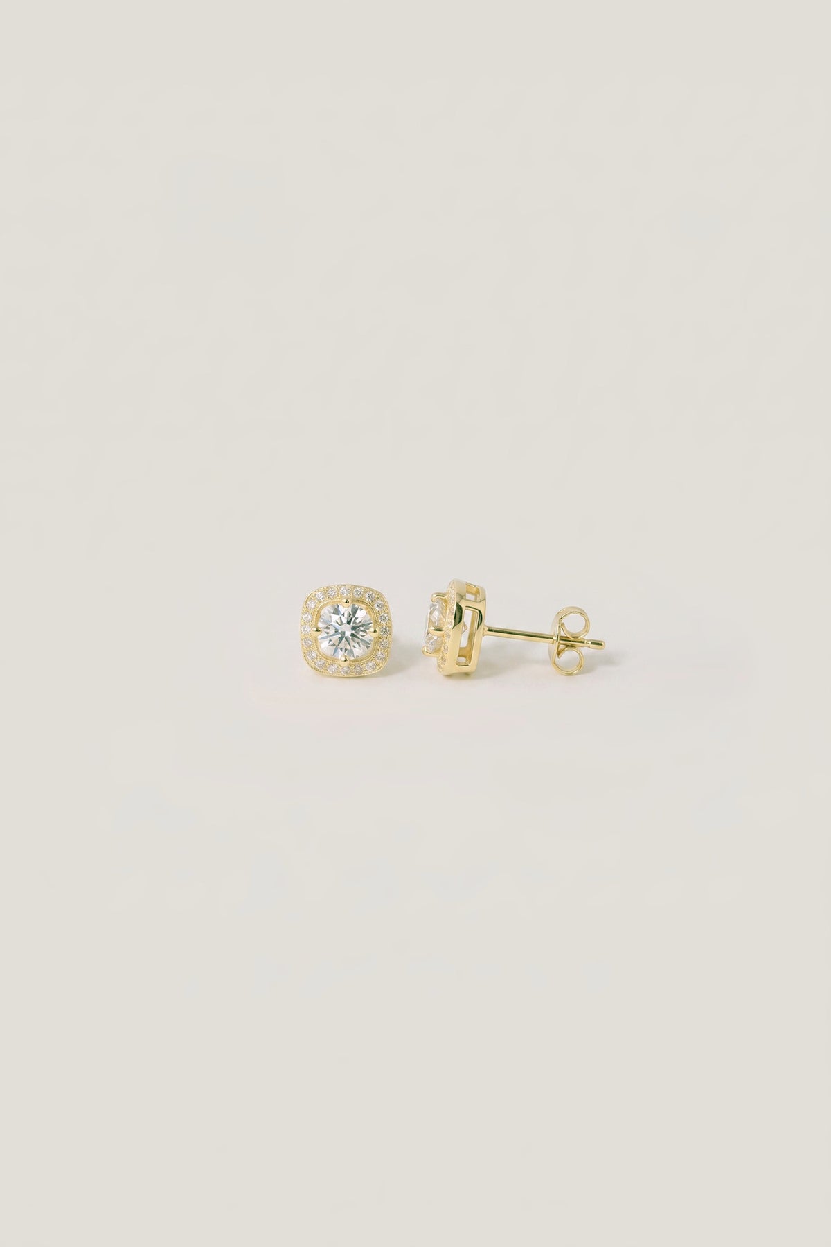 Round Cushion Double Halo Stud Earrings detail