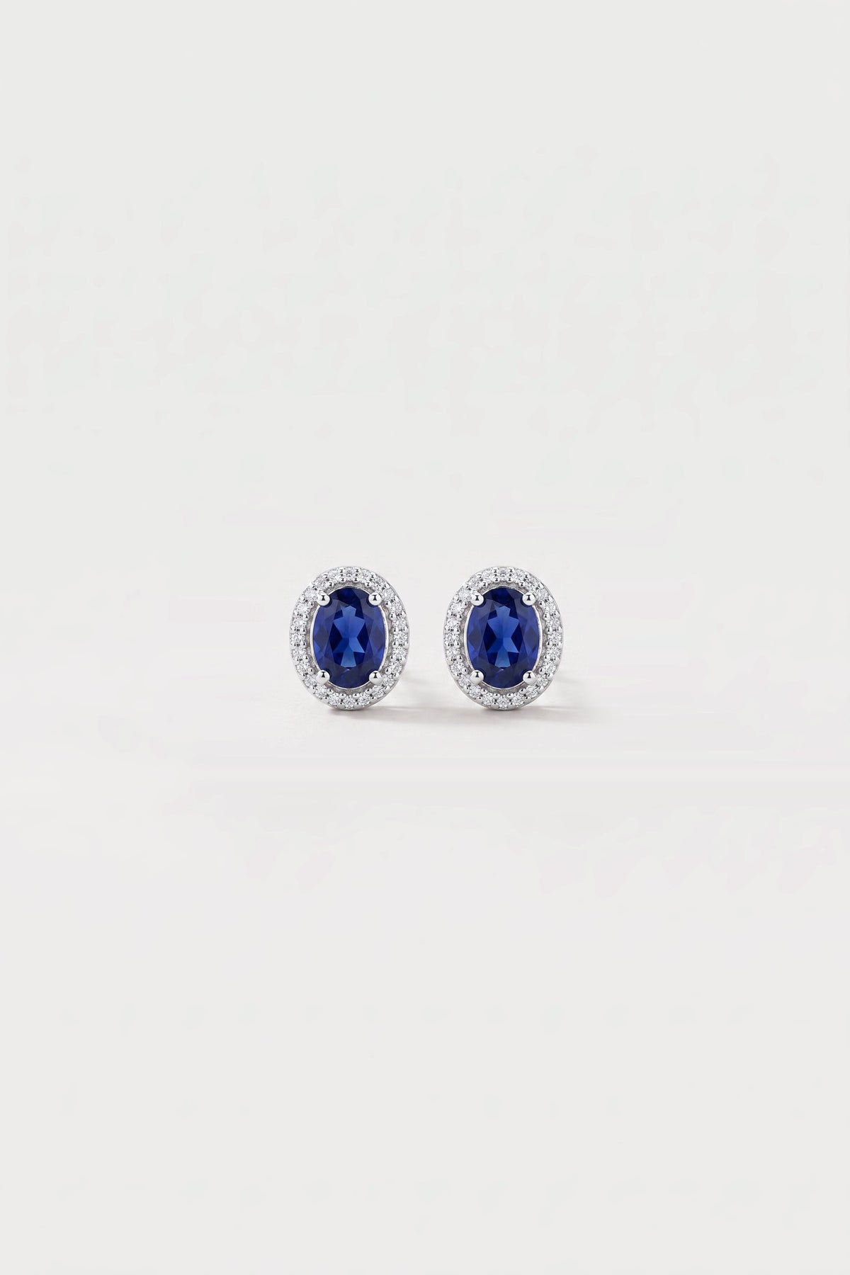Oval Sapphire and Diamond Halo Stud Earrings