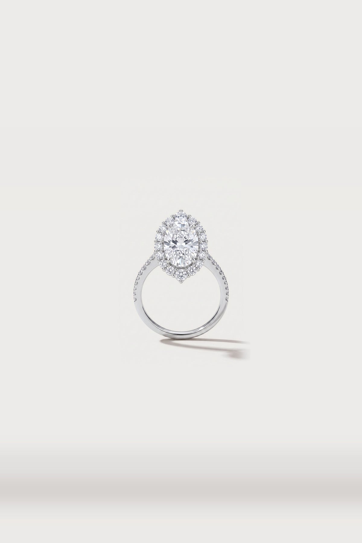 Elongated Oval Halo Pavé Ring