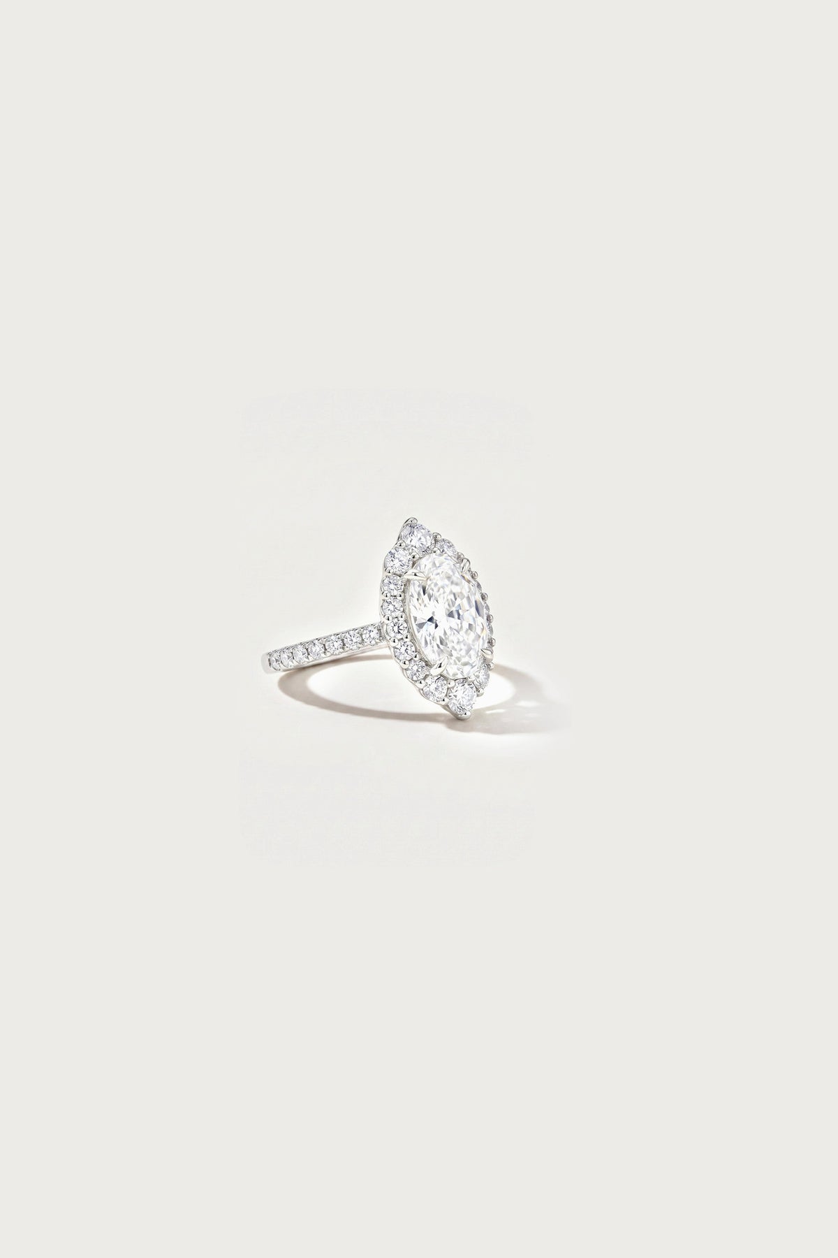 Elongated Oval Halo Pavé Ring detail