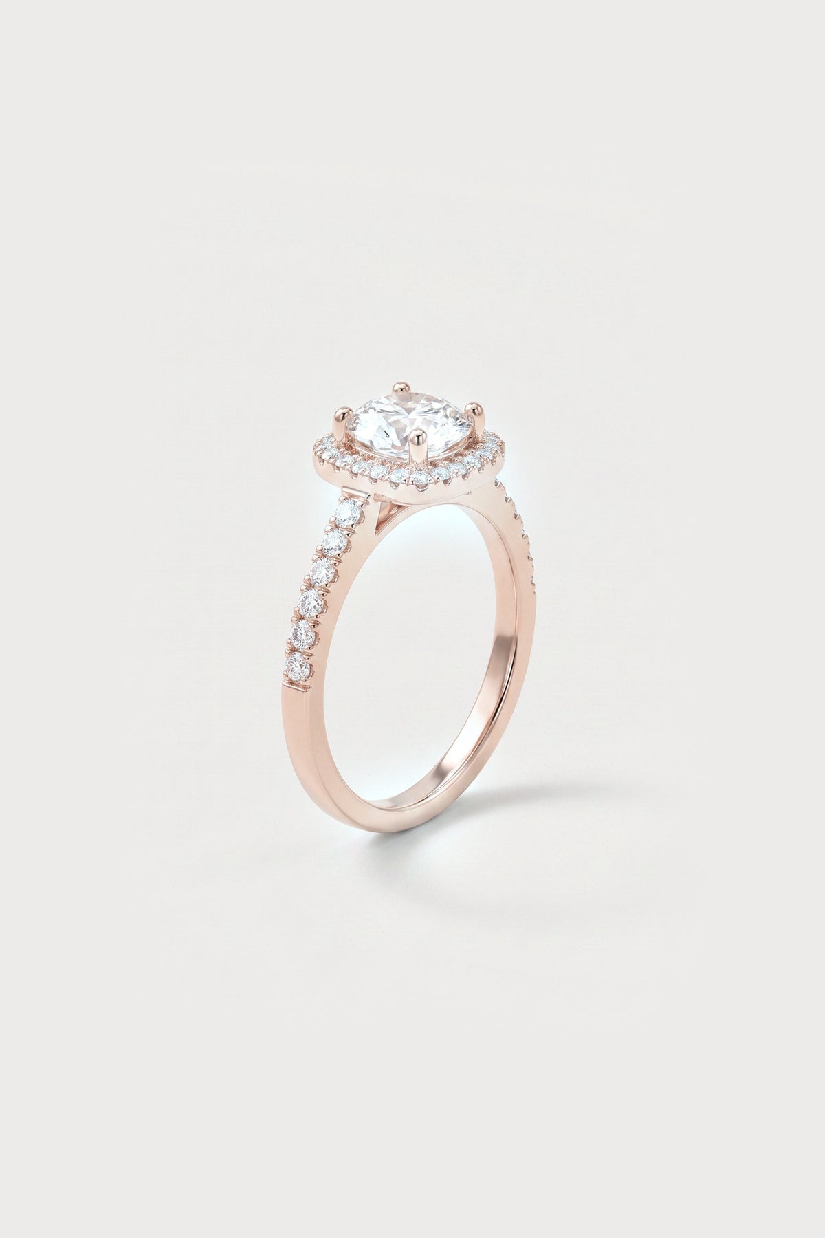 Round Cushion Halo Pavé Ring
