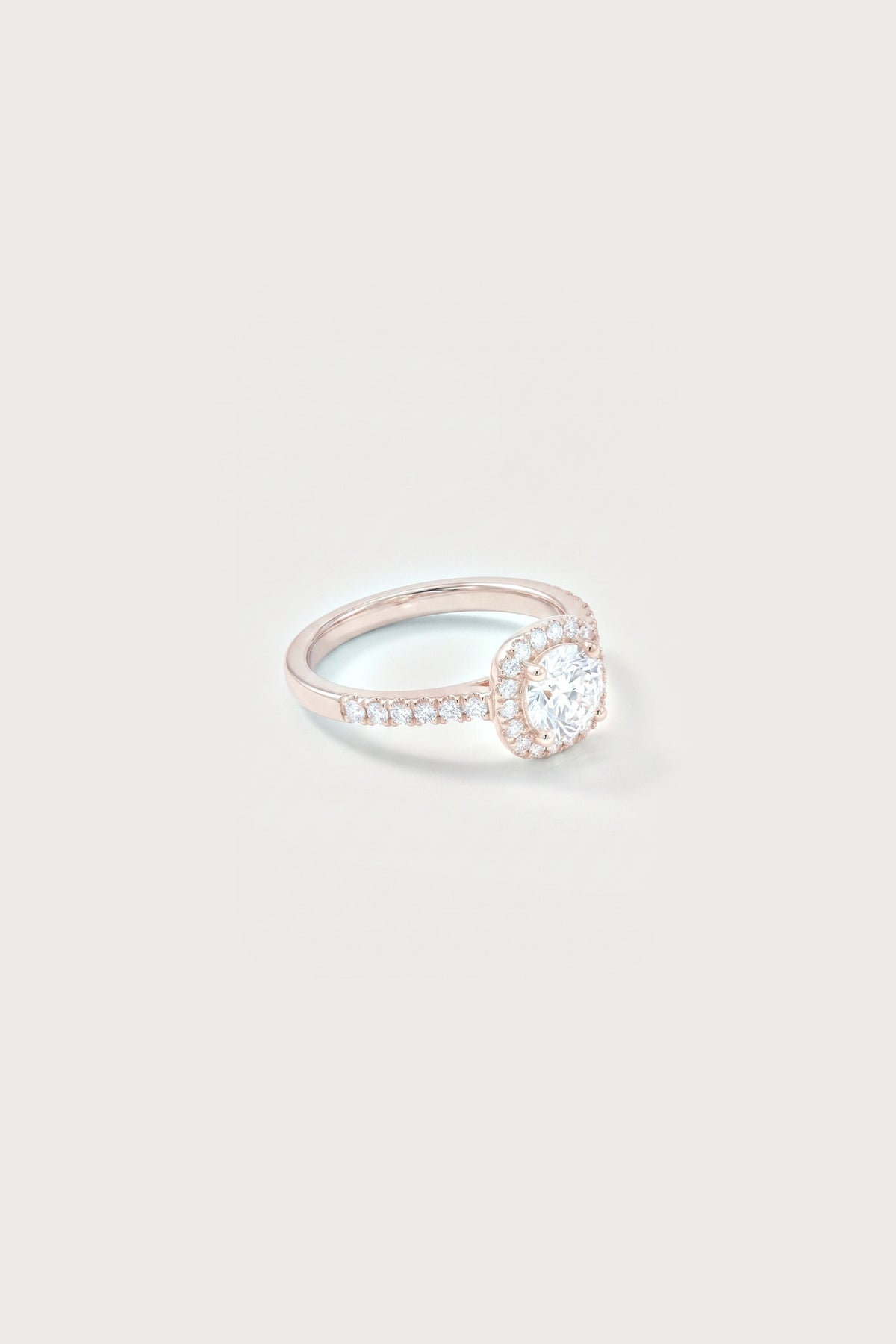 Round Cushion Halo Pavé Ring detail
